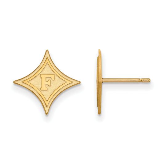 Gold Plated Sterling Silver Logoart Furman University Small Post Earrings