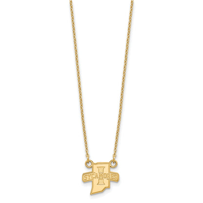 14K Yellow Gold Logoart Indiana State University Sycamores Small Pendant 18 Inch Necklace