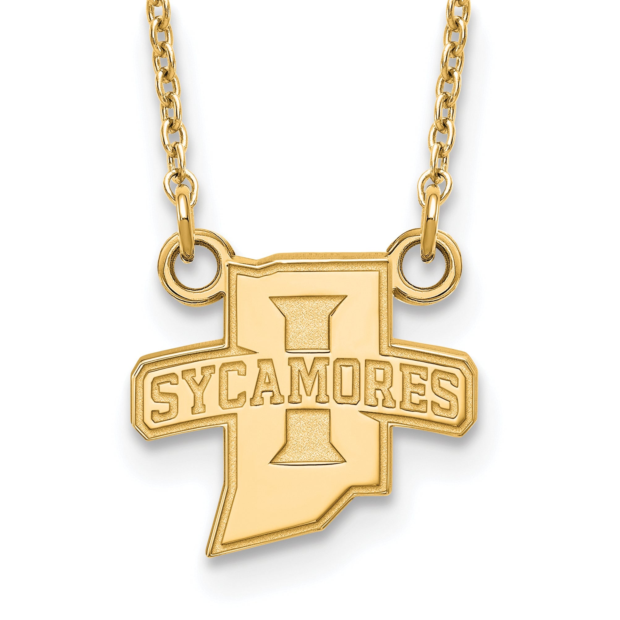 14K Yellow Gold Logoart Indiana State University Sycamores Small Pendant 18 Inch Necklace