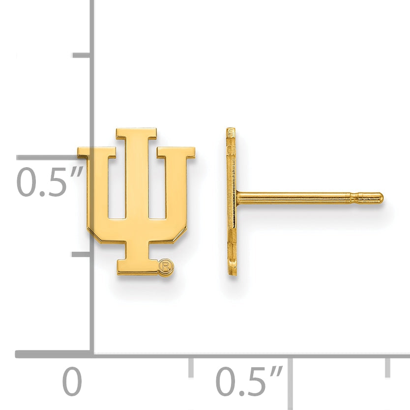 Gold Plated Sterling Silver Logoart Indiana University I U Extra Small Post Earrings