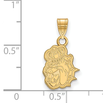 Gold Plated Sterling Silver Logoart James Madison University Duke Dog Small Pendant