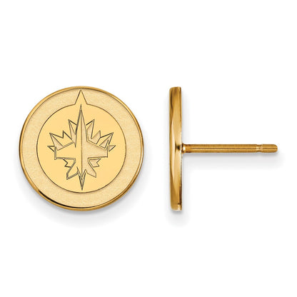 10K Yellow Gold Nhl Logoart Winnipeg Jets Small Post Earrings