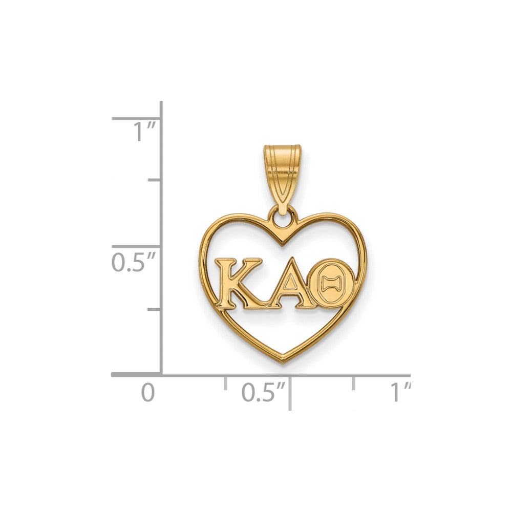 Gold Plated Sterling Silver Logoart Kappa Alpha Theta Sorority Greek Letters Heart Pendant