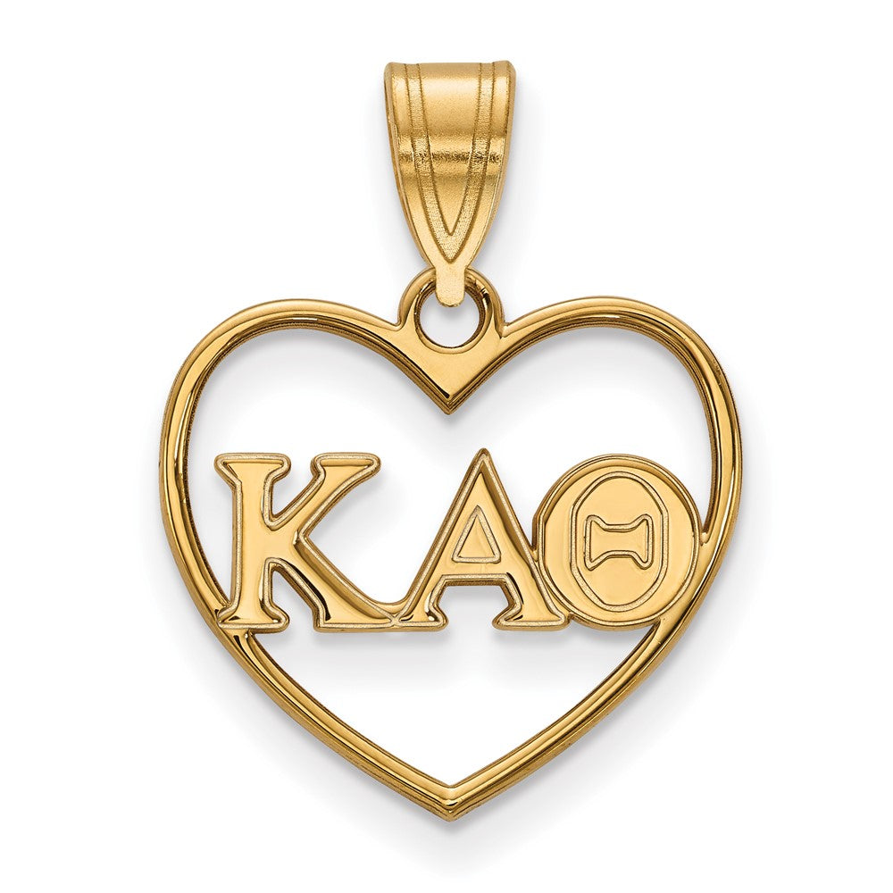 Gold Plated Sterling Silver Logoart Kappa Alpha Theta Sorority Greek Letters Heart Pendant