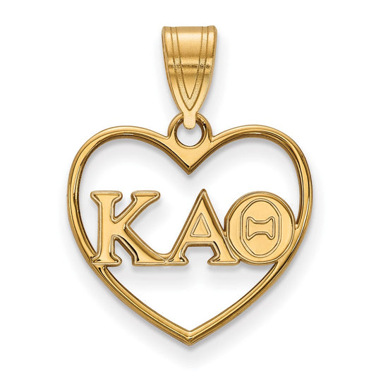 Gold Plated Sterling Silver Logoart Kappa Alpha Theta Sorority Greek Letters Heart Pendant