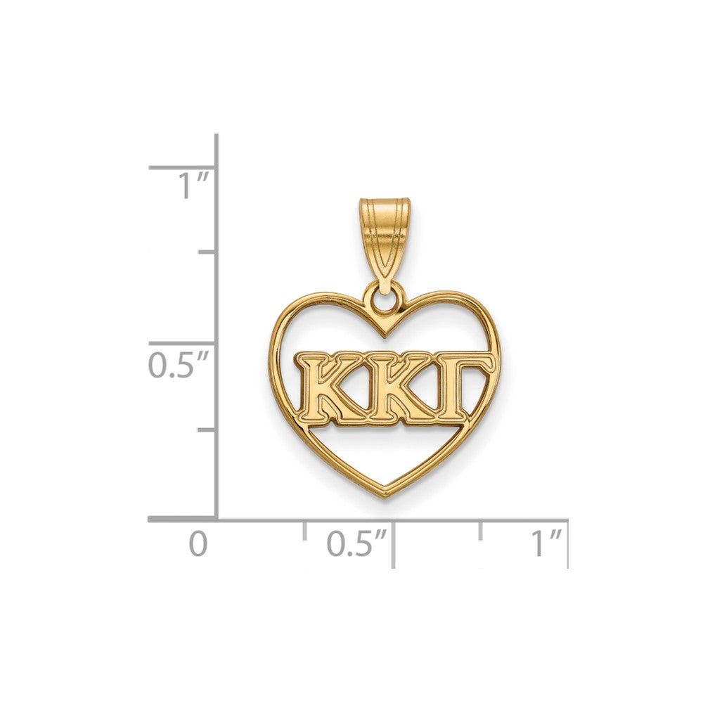 Gold Plated Sterling Silver Logoart Kappa Gamma Sorority Greek Letters Heart Pendant