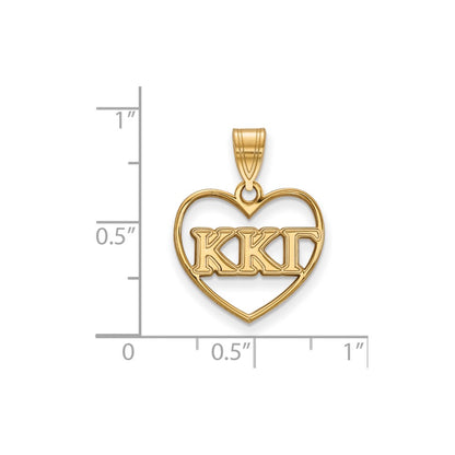Gold Plated Sterling Silver Logoart Kappa Gamma Sorority Greek Letters Heart Pendant