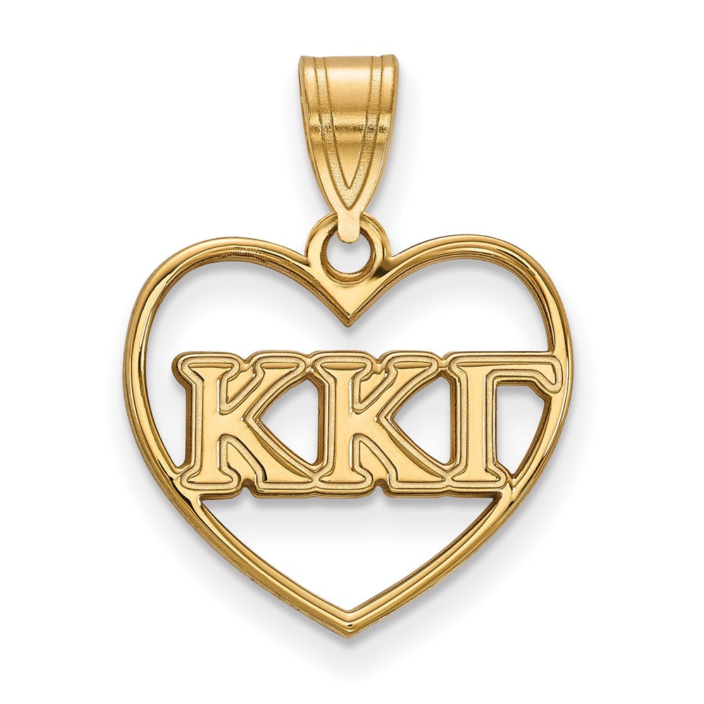 Gold Plated Sterling Silver Logoart Kappa Gamma Sorority Greek Letters Heart Pendant