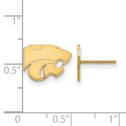 Gold Plated Sterling Silver Logoart Kansas State University Wildcat Extra Small Post Earrings