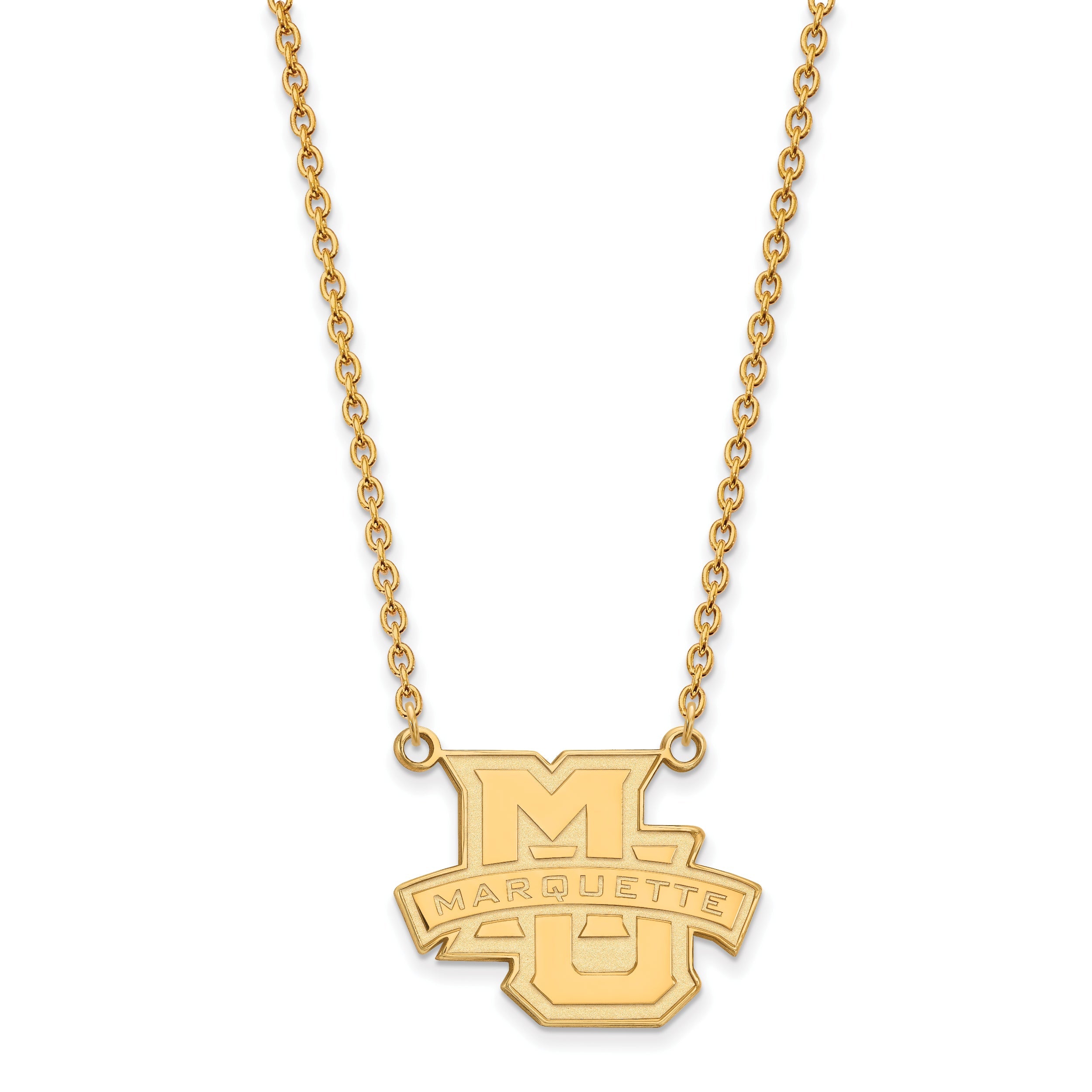 Gold Plated Sterling Silver Logoart Marquette University Large Pendant 18 Inch Necklace