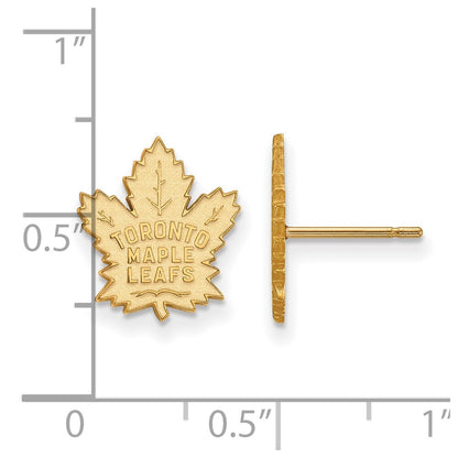 Gold Plated Sterling Silver Nhl Logoart Toronto Maple Leafs Small Post Earrings