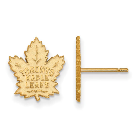 Gold Plated Sterling Silver Nhl Logoart Toronto Maple Leafs Small Post Earrings