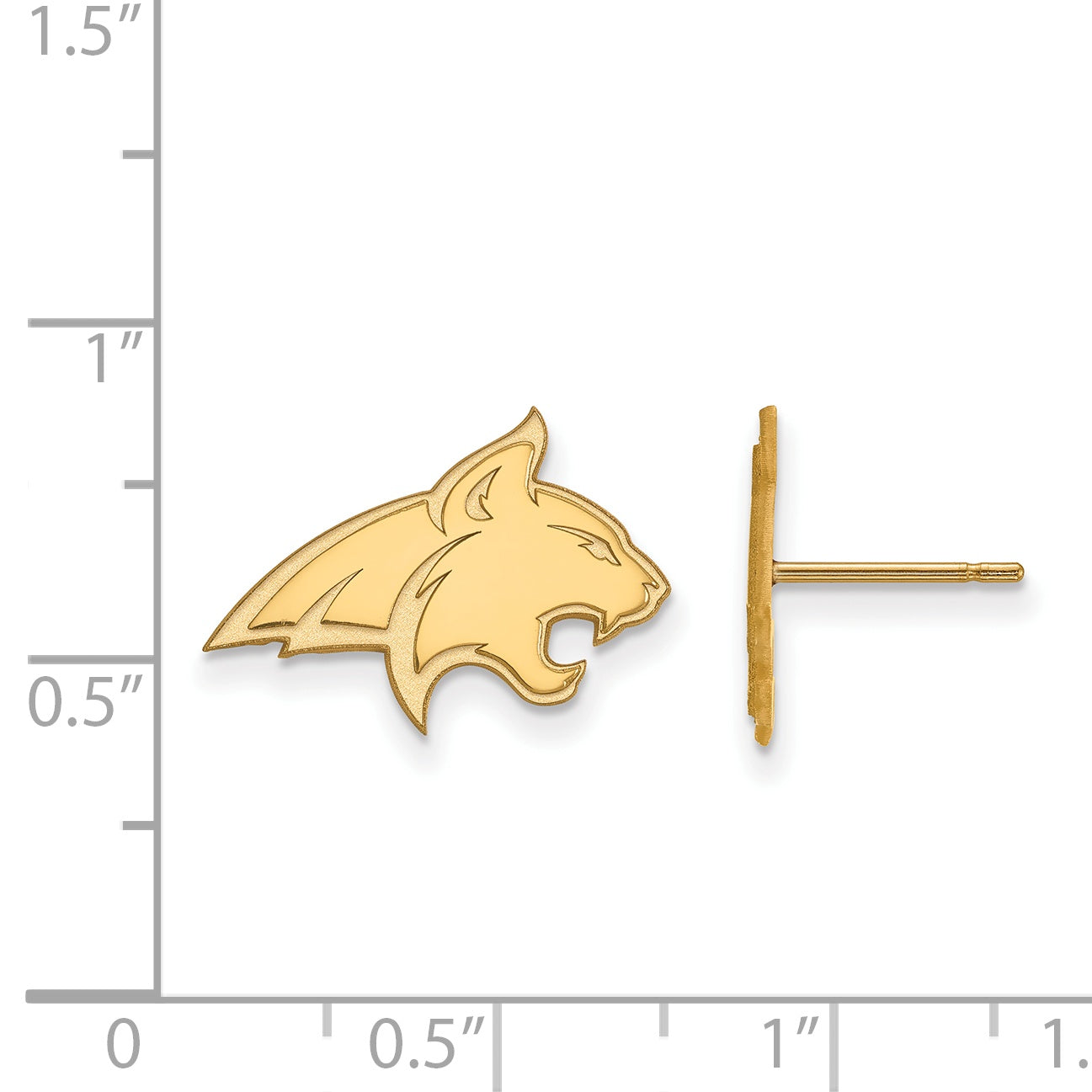 14K Yellow Gold Logoart Montana State University Bobcat Small Post Earrings