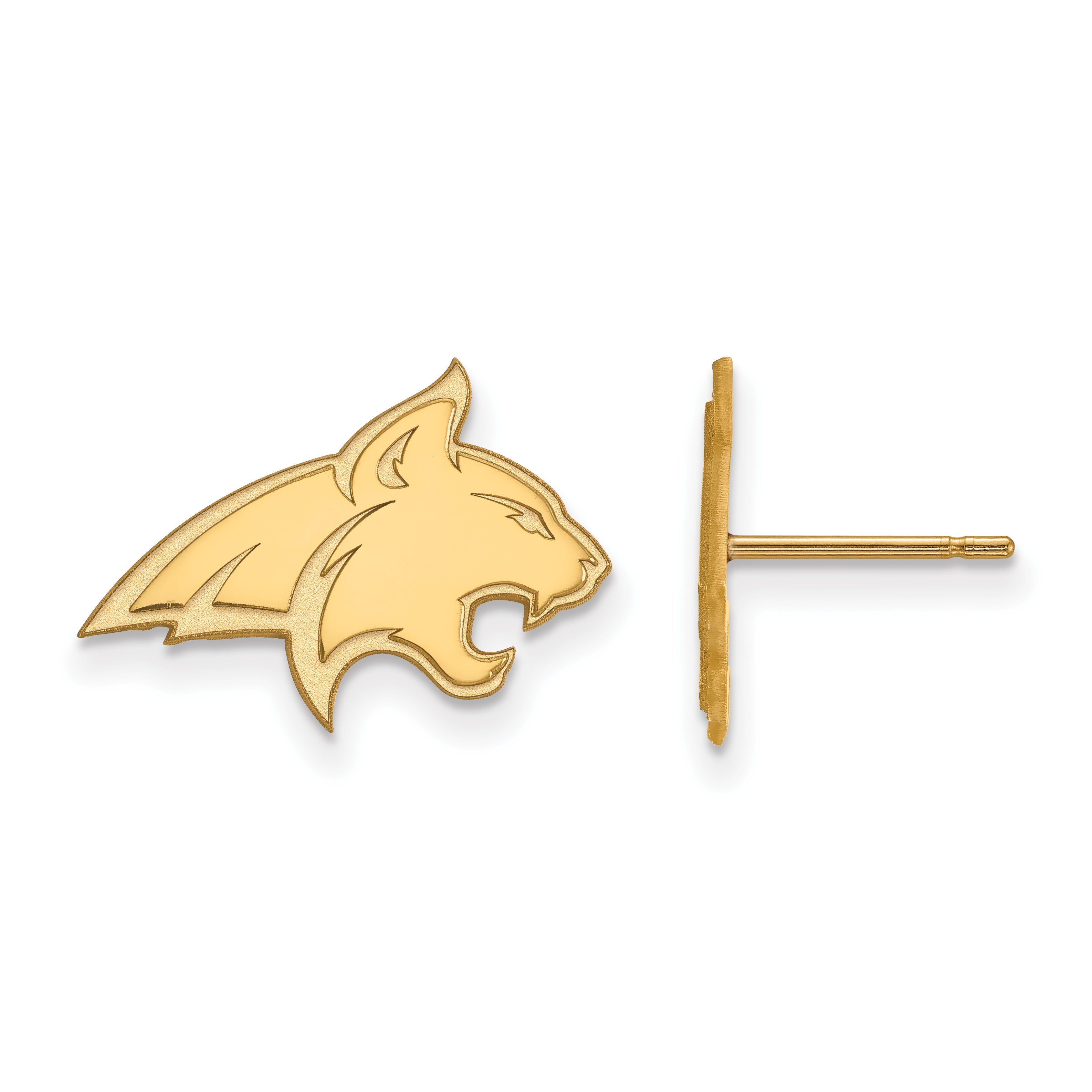14K Yellow Gold Logoart Montana State University Bobcat Small Post Earrings