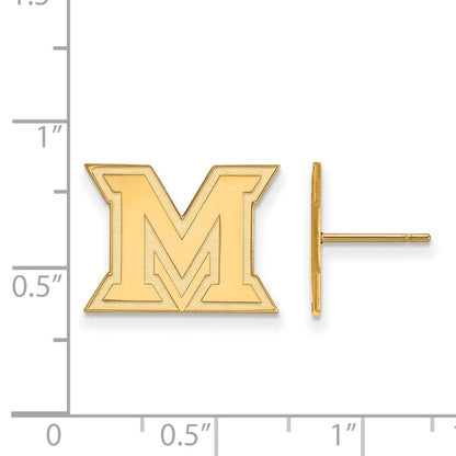 10K Yellow Gold Logoart Miami University Ohio Letter M Small Post Earrings