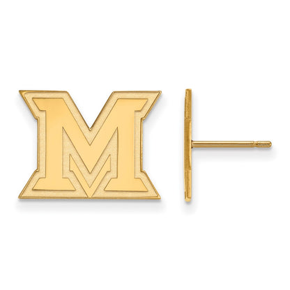 Gold Plated Sterling Silver Logoart Miami University Ohio Letter M Small Post Earrings