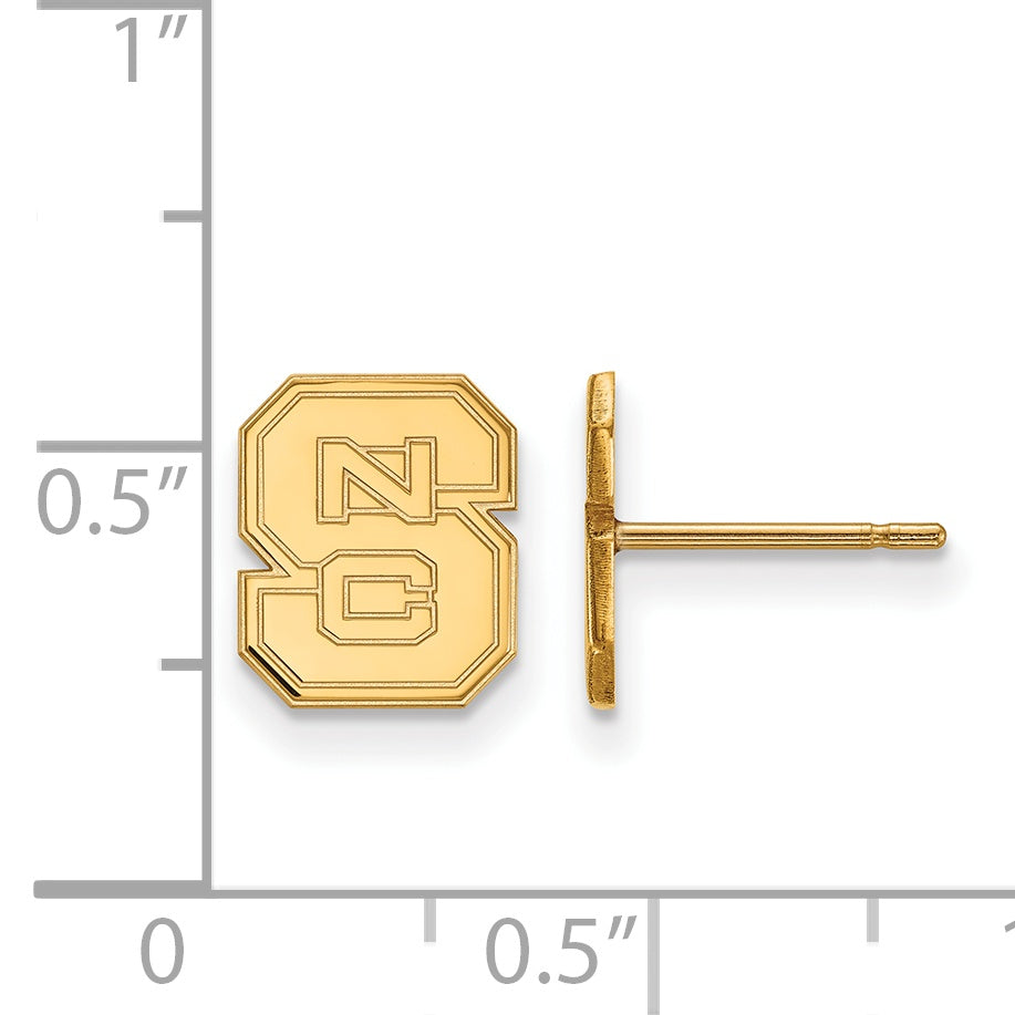 Gold Plated Sterling Silver Logoart North Carolina State University N C S Extra Small Post Earrings