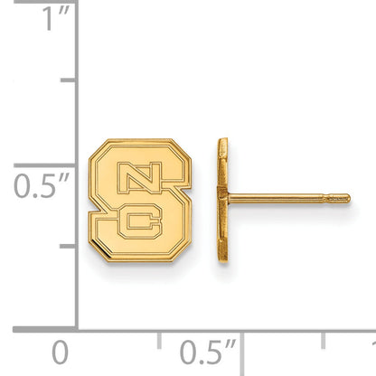 Gold Plated Sterling Silver Logoart North Carolina State University N C S Extra Small Post Earrings