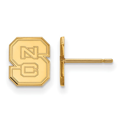10K Yellow Gold Logoart North Carolina State University N C S Extra Small Post Earrings