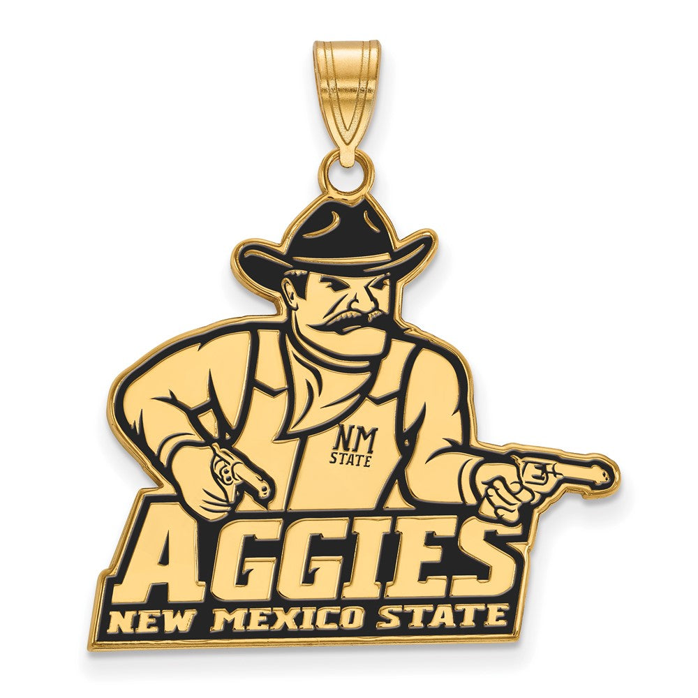 Gold Plated Sterling Silver Logoart New Mexico State University Aggies Extra Large Enameled Pendant