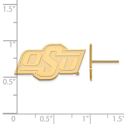 Gold Plated Sterling Silver Logoart Oklahoma State University O S U Small Post Earrings