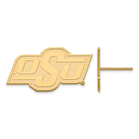 Gold Plated Sterling Silver Logoart Oklahoma State University O S U Small Post Earrings