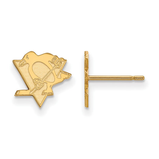 Gold Plated Sterling Silver Nhl Logoart Pittsburgh Penguins Extra Small Post Earrings
