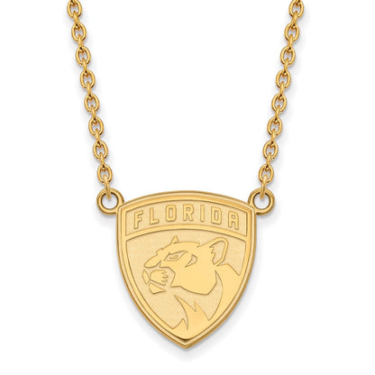 14K Yellow Gold Nhl Logoart Florida Panthers Large Pendant 18 Inch Necklace