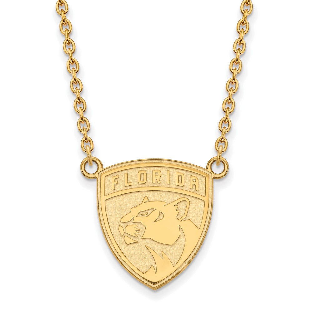 10K Yellow Gold Nhl Logoart Florida Panthers Large Pendant 18 Inch Necklace