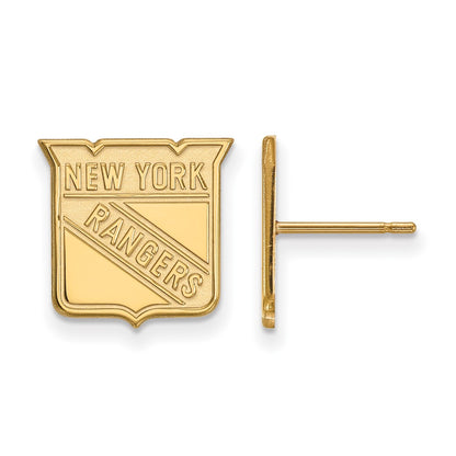 Gold Plated Sterling Silver Nhl Logoart New York Rangers Small Post Earrings