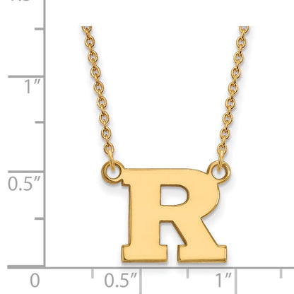 14K Yellow Gold Logoart Rutgers University Letter R Small Pendant 18 Inch Necklace