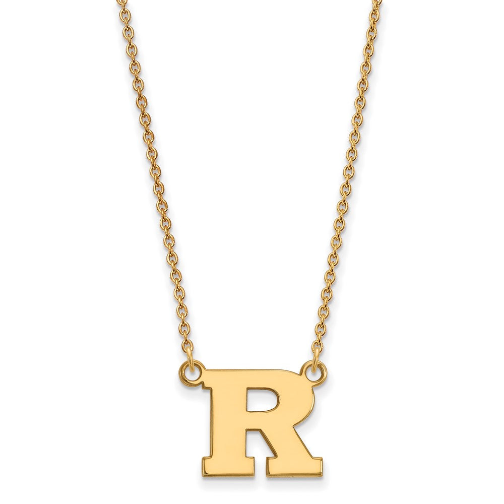 14K Yellow Gold Logoart Rutgers University Letter R Small Pendant 18 Inch Necklace