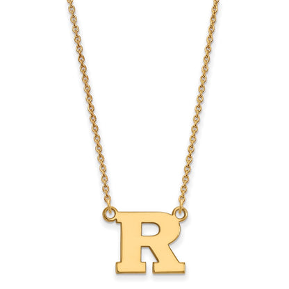 10K Yellow Gold Logoart Rutgers University Letter R Small Pendant 18 Inch Necklace