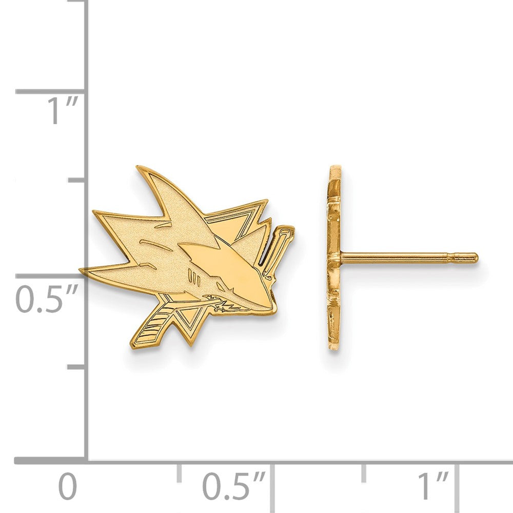 10K Yellow Gold Nhl Logoart San Jose Sharks Small Post Earrings