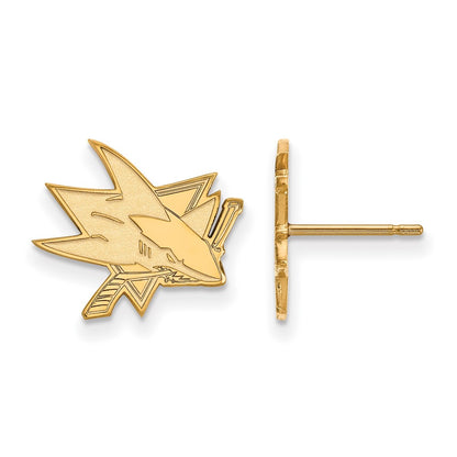 10K Yellow Gold Nhl Logoart San Jose Sharks Small Post Earrings