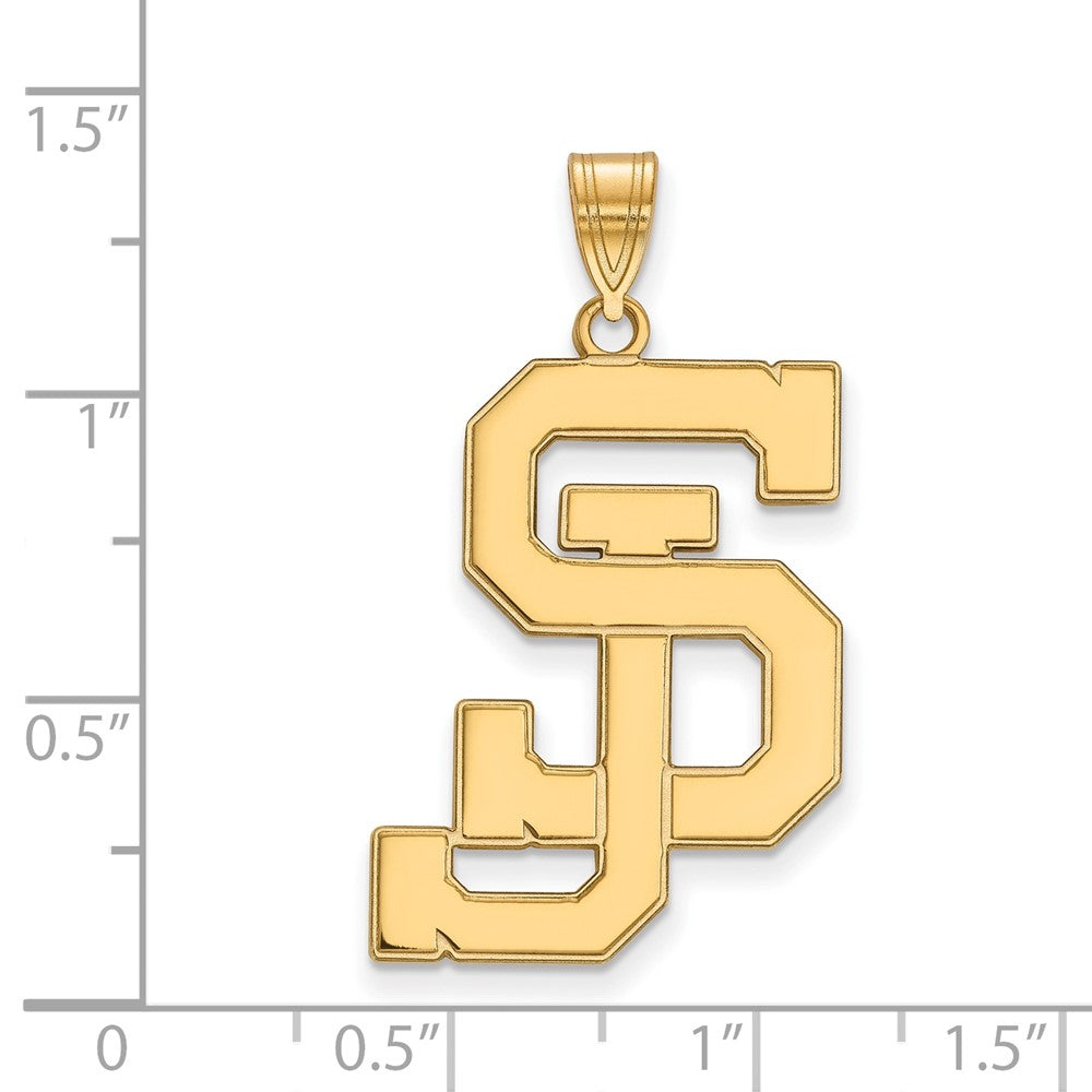 Gold Plated Sterling Silver Logoart San Jose State University S J Extra Large Pendant