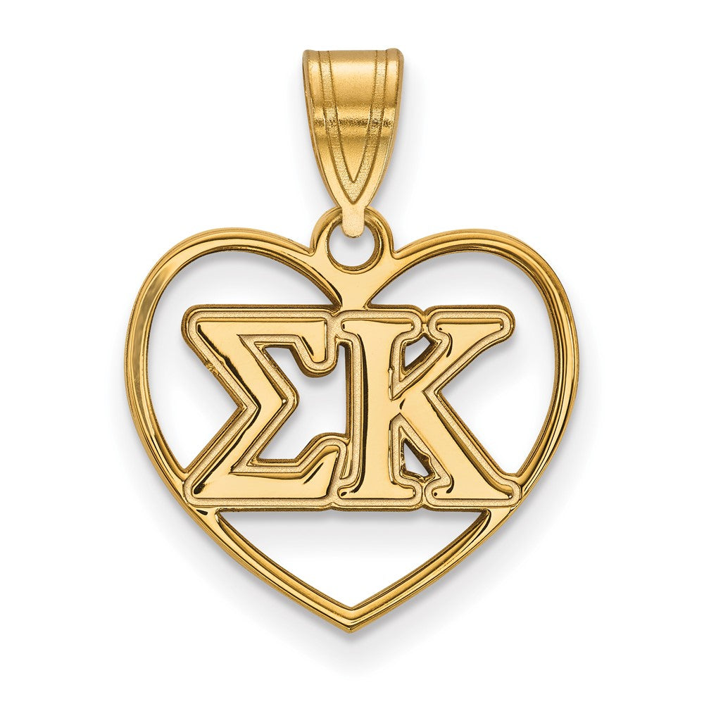 Gold Plated Sterling Silver Logoart Sigma Kappa Sorority Greek Letters Heart Pendant
