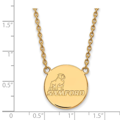 14K Yellow Gold Logoart Samford University Large Disc Pendant 18 Inch Necklace