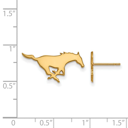 Gold Plated Sterling Silver Logoart Southern Methodist University Mustang Small Post Earrings