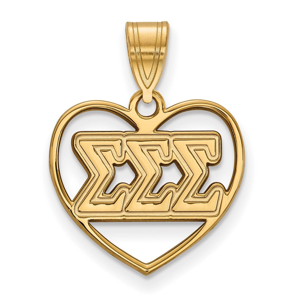 Gold Plated Sterling Silver Logoart Sigma Sorority Greek Letters Heart Pendant