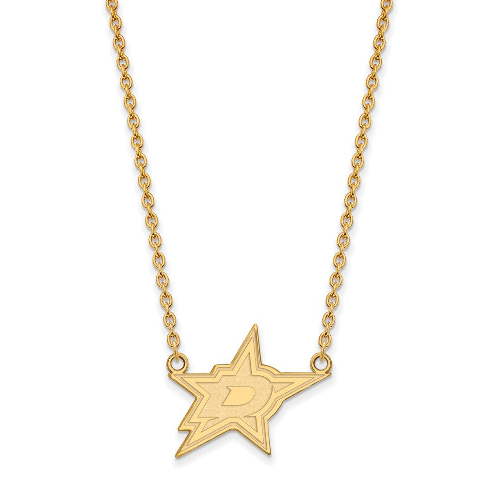 Gold Plated Sterling Silver Nhl Logoart Dallas Stars Large Pendant 18 Inch Necklace