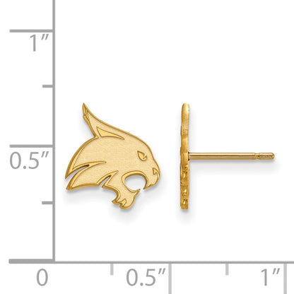 Gold Plated Sterling Silver Logoart Texas State University Bobcat Small Post Earrings