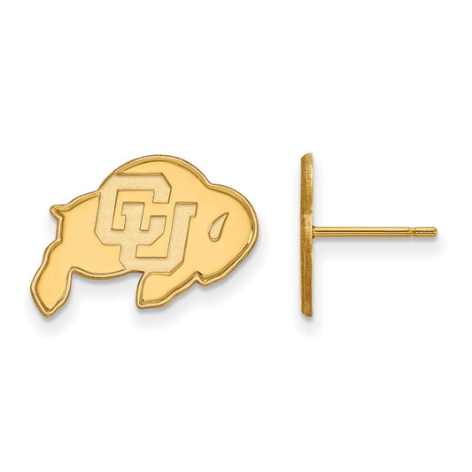 Gold Plated Sterling Silver Logoart University Of Colorado Buffalo Small Post Earrings
