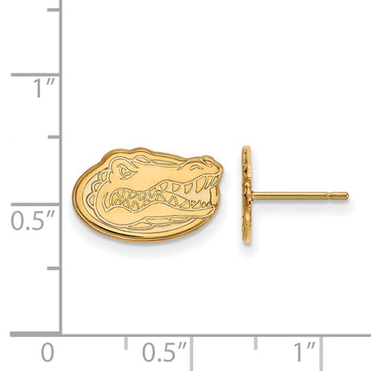 Gold Plated Sterling Silver Logoart University Of Florida Gator Extra Small Post Earrings