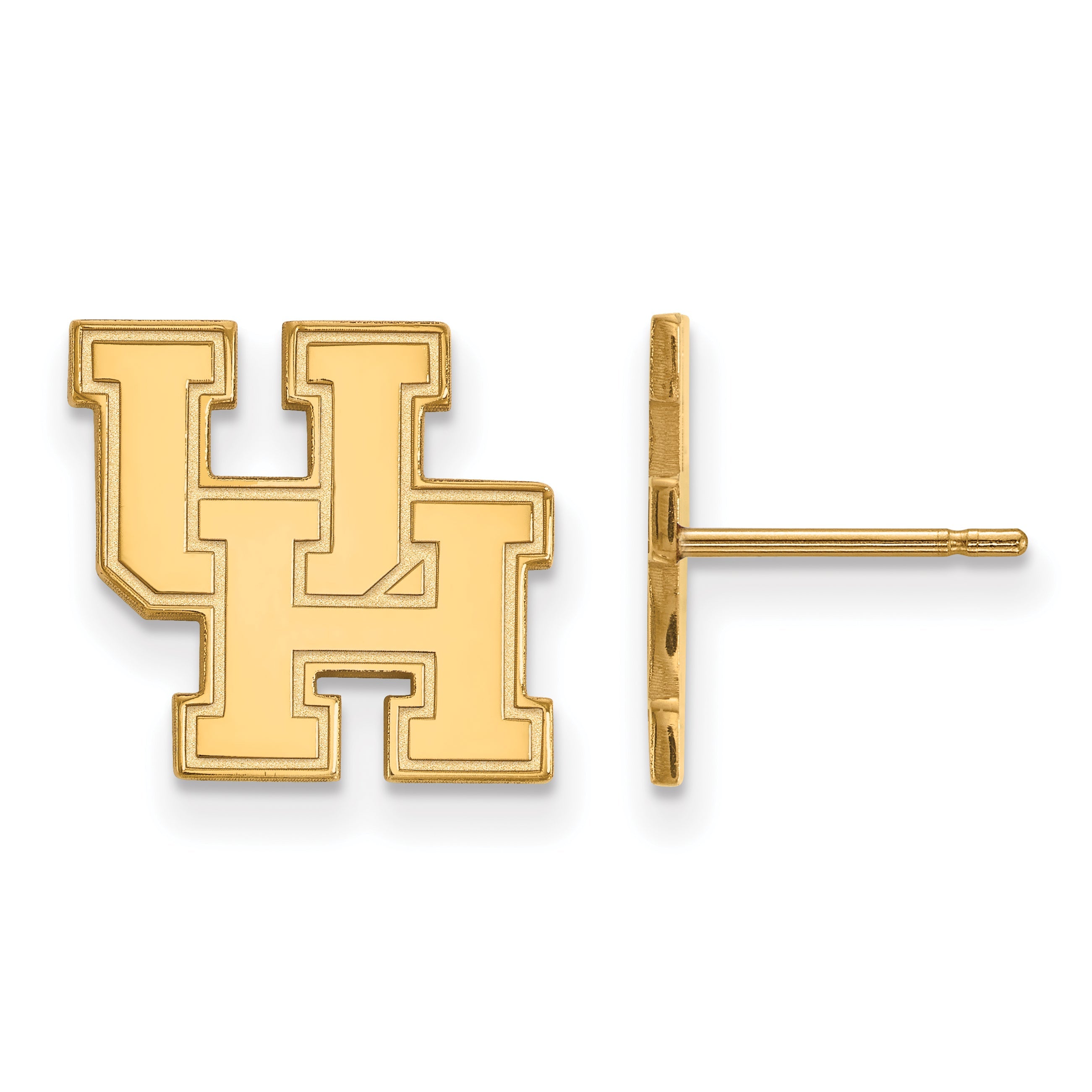 Gold Plated Sterling Silver Logoart University Of Houston U H Small Post Earrings