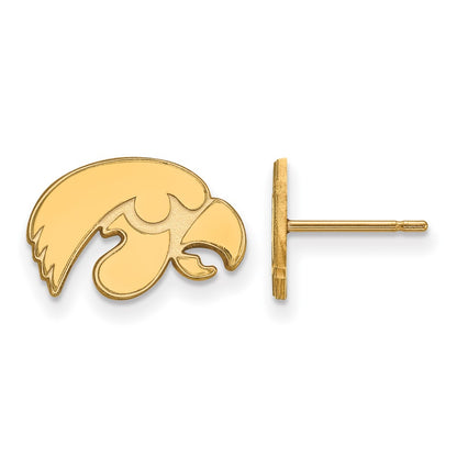 10K Yellow Gold Logoart University Of Iowa Hawk Extra Small Post Earrings