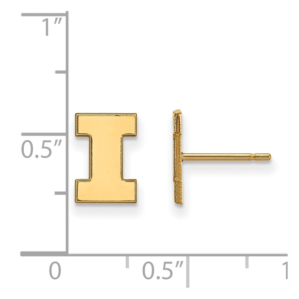 10K Yellow Gold Logoart University Of Illinois Letter I Extra Small Post Earrings