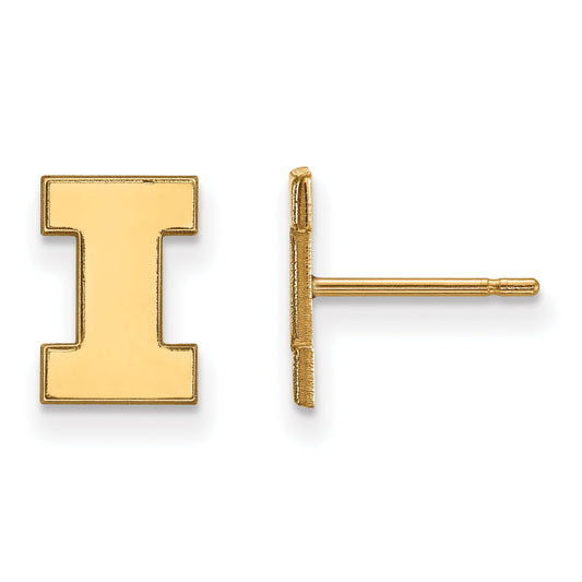 14K Yellow Gold Logoart University Of Illinois Letter I Extra Small Post Earrings