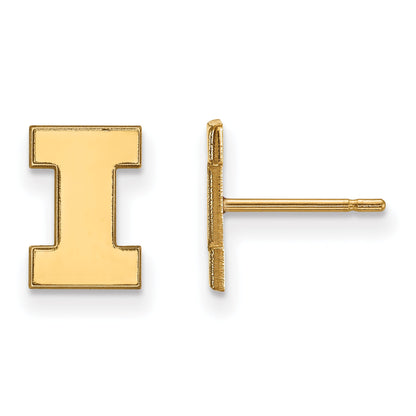 Gold Plated Sterling Silver Logoart University Of Illinois Letter I Extra Small Post Earrings
