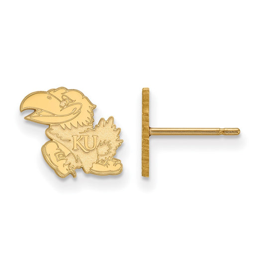 10K Yellow Gold Logoart University Of Kansas Jayhawk Extra Small Post Earrings